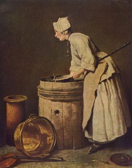 Jean Simeon Chardin Frau Geschirr scheuernd